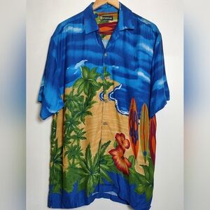 Wingo Vintage Men's Blue Hawaiian Shirt Made in Thailand